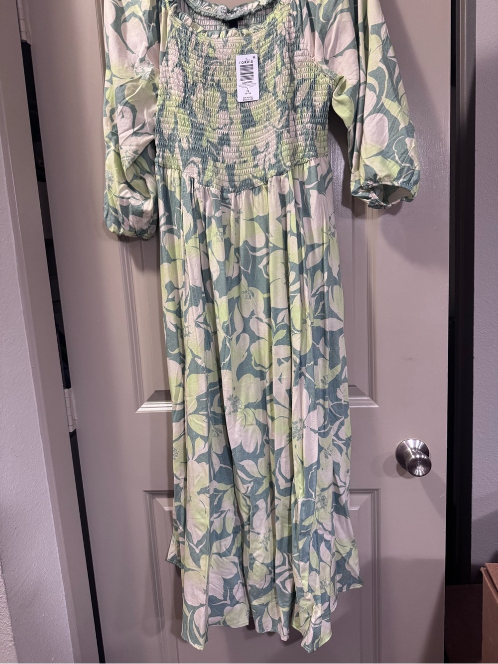 torrid Mint Green and Cream Smocked Floral Dress